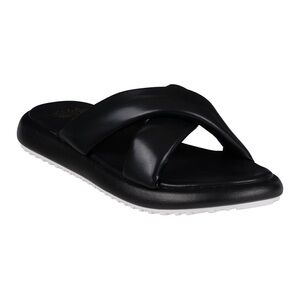 Good Choice Shoes Nalani Black Cross-Strap Slide Flat Sandals- Size 7.5